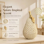 Woven Pear Decor, Decorative Fruit Figurine with Gold Stem, Resin Pear Sculpture, Farmhouse Tabletop Decor for Living Room, Kitchen, Shelf - Image 6