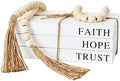 Decorative Books for Home Decor, White Faux Books for Decoration, Rustic Farmhouse Stacked Display Books (Faith, Hope, Trust) by OMISHE
