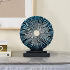 Round Statue for Home Decor, Abstract Office Desk Sculpture for Men, Blue - Image 4