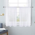 SpaceDresser White Kitchen Sheer Valance Curtains 30 Inch, Voile Sheer Cafe by SpaceDresser