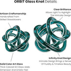 Torre & Tagus Orbit Hand Blown Glass Infinity Knot Sculpture - 4.5 Inch Glass Art Teal Knot Decor Ball for Home Decor, Small Centerpiece Table Decoration for Home Interior (Clear Teal) - Image 3
