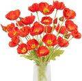 Artificial Poppies, Red Silk Poppies Artificial Flowers - 24x Blooming California Poppy Flower Artificial Plus 8X Buds for Home Decoration, RDRD8 by Glamrce