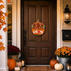 Fall Door Sign for Front Door, Wooden Welcome Hanger with Pumpkin Design, Plaid Bow and Autumn Leaves, Porch Entry Decor, Harvest Wreath Accent, Thanksgiving Decorations for Home and Covered Porch - Image 2