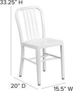 Flash Furniture Gael Commercial Grade 2 Pack White Metal Indoor-Outdoor Chair - Image 3