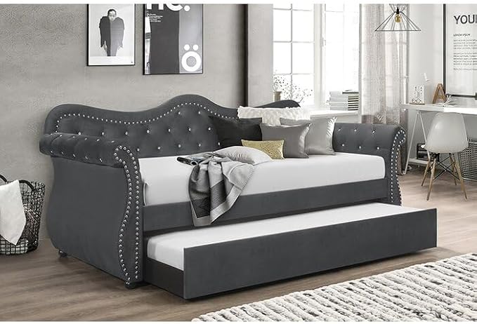 Modern Luxury Upholstery Crystal Tufted Trundle - Image 2