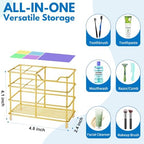 Urbanstrive 304 Stainless Steel Bathroom Toothbrush Holder Toothpaste Holder Stand Bathroom Accessories Organizer, Gold - Image 3