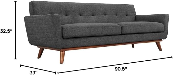 Modway Engage Mid-Century Modern Upholstered Fabric Sofa in Gray - Image 2