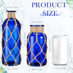Chuangdi Set of 2 Coastal Glass Flower Vase with Boho Rope, Deep Sea Blue - Image 2