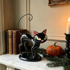Cynkeyee Halloween Black Cat Statue - 9 in Vintage Mid‑Century Resin - Image 3