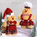 BWFY Set of 2 Christmas Decorations Indoor Gingerbread Man with Chef Hat Bowknot for Christmas Ornament Home Decor Gingerbread Doll for Gift Door Window Table Tree Holiday Xmas Season Decor - Image 3