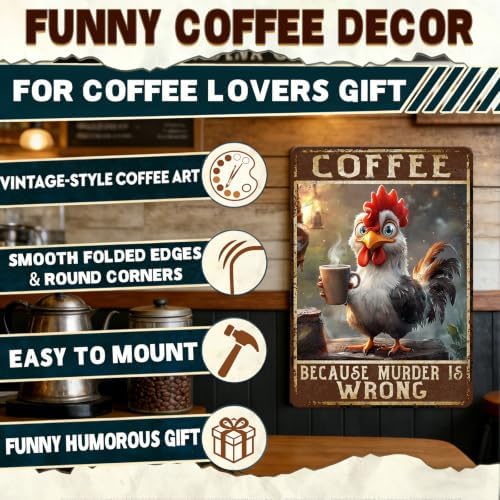 Chicken Metal Signs Rooster Kitchen Wall Decor 12x8 Inch - Image 4