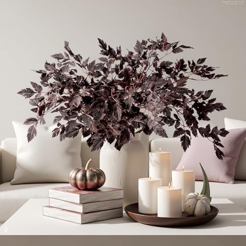 Ttranewsoo Artificial Fall Stems for Vase, 23.6 Inch Faux Cimicifuga Leaf Branches, Silk Fake Leaves Spray for Autumn Home Decor, Dining Table Centerpiece, Fireplace Mantel Decor, 8PCS （No vase） by Ttranewsoo