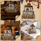 Yuntau 4 Pcs Western Cowboy Table Decor Wooden Block Signs Cowboy Hat Set - Image 6