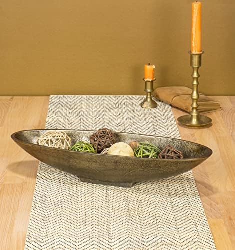 Red Co. 16” Long Oval Decorative Aluminum Metal Pedestal Centerpiece Bowl in Silver Finish - Image 3