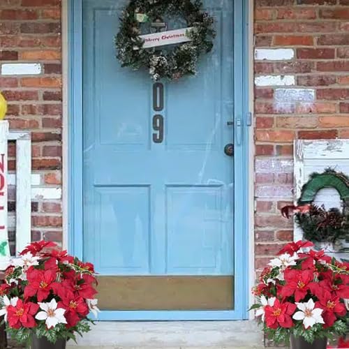 2 Bundles Poinsettia Artificial Christmas Flowers Bouquet (21.65'') - Image 3