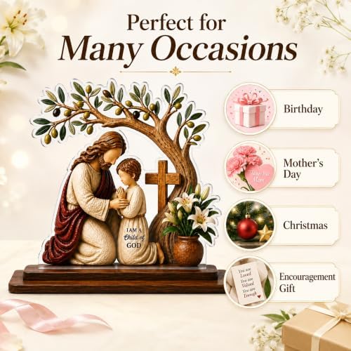Confirmation Gifts for Boys, Jesus and Child of God Wooden Acrylic Plaque - Image 5