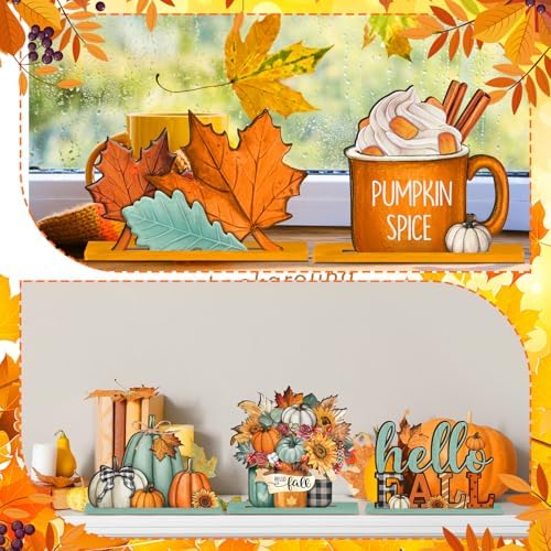 Yousoontic 6 Pcs Fall Thanksgiving Table Decor, Classic, Orange and Blue - Image 5