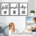 3D Wood Laundry Room Wall Decor, 48" x 24" Framed Laundry Room Wall Art, 3D Signs for Room Decor (Ready to Hang, Set of 3, Framed) - Image 3