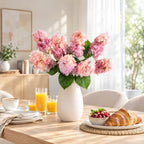 Ttranewsoo Hydrangea Artificial Flowers ,Fall Hydrangeas Artificial Flowers, Fake Fall Dried Hydrangea Decoration,Faux Silk Flower With Stems Winter Decor Indoor and outdoor(Pink 24"8pcs) Without Vase - Image 4