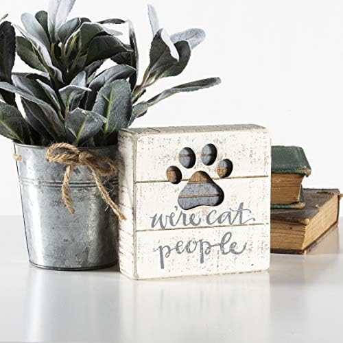 Primitives by Kathy 38233 Hand-Lettered Slat Box Sign, We're Cat People - Image 2