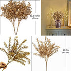 Gold Decorations Artificial Plants, CATTREE Golden Berry Leaves Fake Simulation Spiky Leaf Grass Plastic Faux Shrubs Bushes Ornaments Home Indoor Outdoor Wedding Decor Hall Table Planter Filler 4 Pack - Image 3
