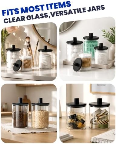 Glass Qtip Holder Dispenser - 4 Pack, Bathroom Decor and Organizer - Image 6