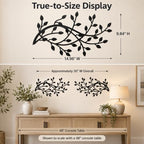 Meltset Metal Tree Leaf Wall Decor, Vine Olive Leaf Branch Wall Art,Black Wrought Iron Artwork above The Bed, Living Room, Indoor and Outdoor (S/Black) - Image 2