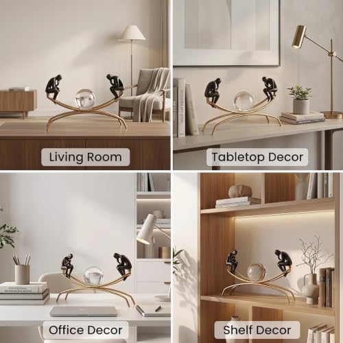 Thinker Statue & Sculpture, Modern Home Decor Statue, Gold Abstract Thinker Sculpture – Desktop Decorative Figurine for Living Room, Office, Shelf, Bedroom, Cabinets - Image 3
