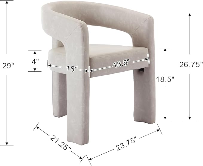 BESTANO Set of 4 Modern PU Leather Upholstered Dining Chairs - Image 3