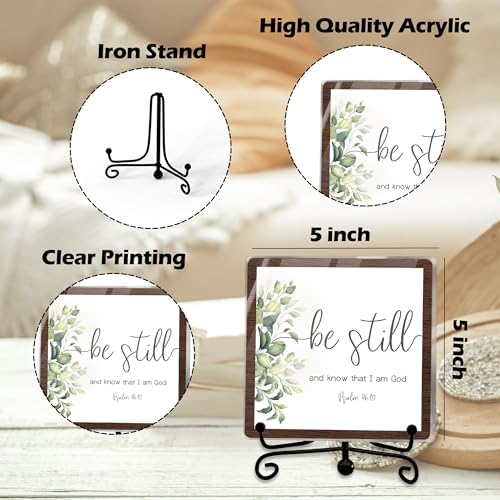 Modern Farmhouse Decor, Home Decor For Living Room, Boho Chic Aesthetic Shelf Decorations, Christian Be Still Acrylic Sign, Farmhouse Entryway Tv Stand Fireplace Coffee Table Decoration (11) - Image 2
