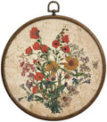 Vintage Floral Wall Decor, Printed Canvas Wall Hanging for Bedroom Kitchen Home Office, Round Wall Decoration, Wall Art Bedroom, Living Room Wall Art, Dorm Decor, Circular Wall Hanging with Hooks,2 by Unknown