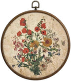 Vintage Floral Wall Decor, Printed Canvas Wall Hanging for Bedroom Kitchen Home Office, Round Wall Decoration, Wall Art Bedroom, Living Room Wall Art, Dorm Decor, Circular Wall Hanging with Hooks,2 by Unknown