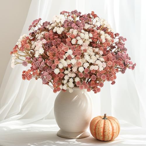 N&T NIETING Babys Breath Artificial Fall Flowers Bulk, 10Pcs, Orange - Image 2