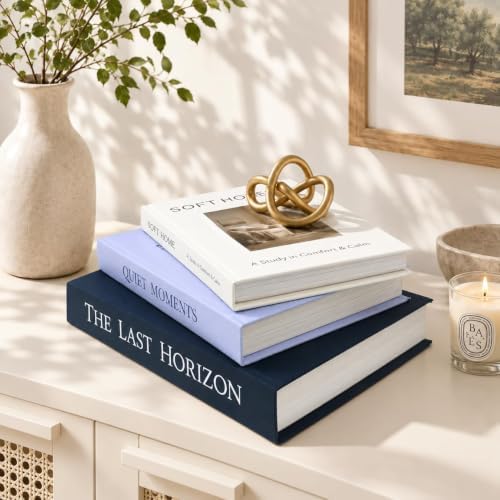 Decorative Books for Home Decor,Set of 3 Stackable Fake Books by Unknown