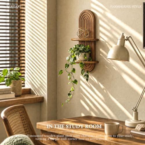 Plant Wall Shelf for Home Decor: Hanging Plant Shelf for Planter, Brown - Image 4