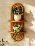 Bamworld Boho Wall Decor Plant Wall Shelf Wood Plant Holder 2 Tier Brown by Bamworld