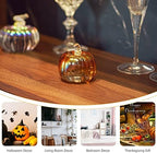 2.8'' Brown Striped Glass Pumpkins For Decorating Fall Harvest Halloween - Image 6