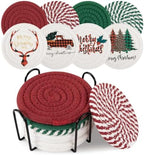 OIAHOMY 8 Pcs Coasters with Holder for Beer, Coffee -Christmas Mixed Color by MasterofSpaceOptimization