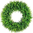 DDHS Large Boxwood Wreath Front Door 24'' Artificial Spring Wreaths for Front Door Farmhouse Wedding Green Year Round Indoor Outdoor for Summer Wreath st Patrick's Day Decoration -(Hello Sign) by DDHS