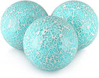 MDLUU 4" Decorative Orbs, Mosaic Sphere Balls, Centerpiece Balls for Bowls, Vases, Dining Table Decor, Pack of 3 (Teal Blue) by MDLUU