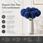 Mandy's 12pcs Artificial Royal Blue Ball Chrysanthemum Flowers - Image 2