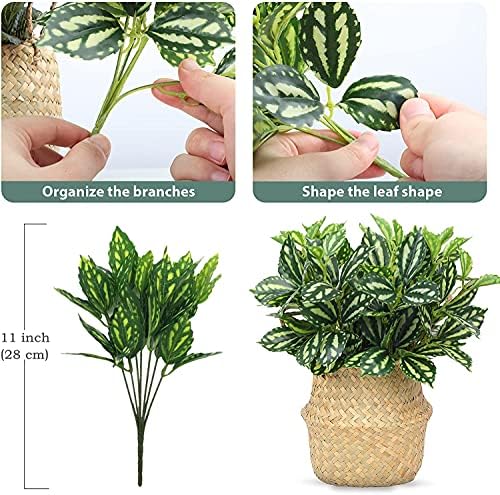 CATTREE Artificial Shrubs, Plastic Plants Speckle Grass Fake Green Bushes Greenery Leaves Wedding Indoor Outdoor Home Garden Verandah Office Table Centerpieces Arrangements Decoration 4 pcs - Image 5