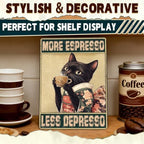 Coffee Cat Metal Signs More Espresso Less Depresso Tin Sign Kimono Cat Home Kitchen Wall Decor Bathroom Bedroom Office 12x8 Inch - Image 5