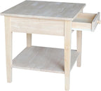 Solid Wood Spencer End Table, Unfinished - Image 7