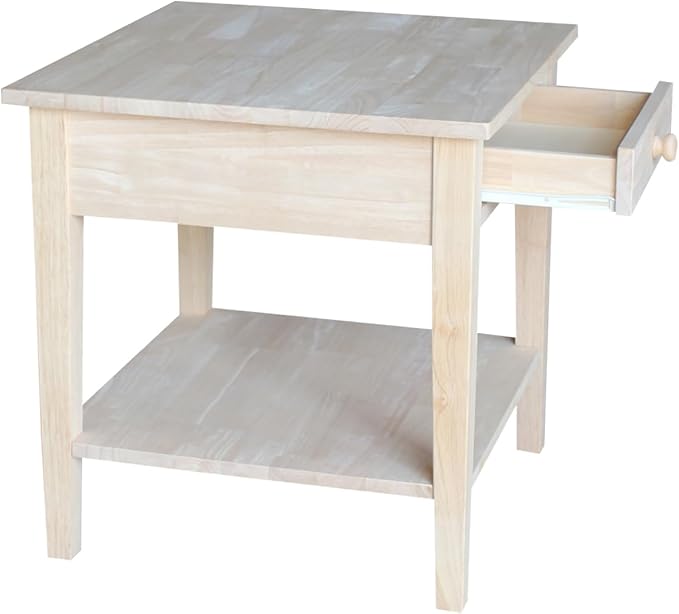 Solid Wood Spencer End Table, Unfinished - Image 7