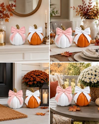 Oversized Bow Pumpkin for Indoor/Outdoor Fall Decorations Autumn Home Decor - Image 2