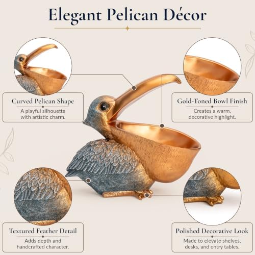 Pelican Statue Candy Dish - Resin animals - Whimsical Decor for Entryway Tables - Coastal Decor Resin Key Holder - Beach Jewelry Dish for Office Desks and Home Accents - Image 4