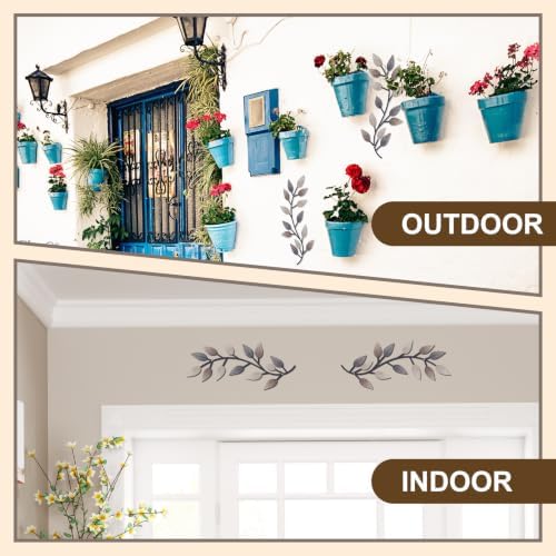 Zhengmy 2 Pcs Metal Leaf Wall Art Vine Branch Decor,Vintage Brown - Image 6