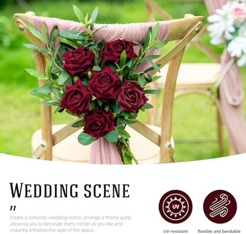 Ttranewsoo 36PCS Bulk Burgundy Artificial Flowers, Black Red Fake Roses with Stems for Fall Wedding Centerpieces, Autumn Events, Thanksgiving & Table Decor, 16.5 Inch - Image 6