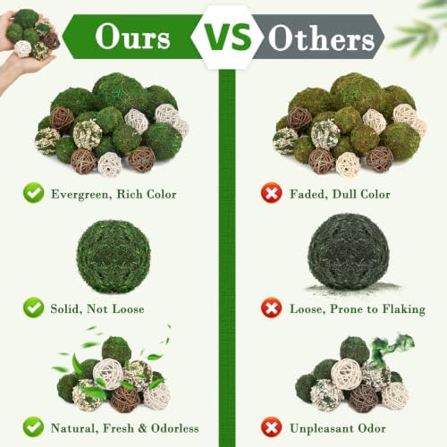 Lezmarket 18 Pcs Decorative Moss Balls for Centerpiece Bowls Assorted Sizes - Image 4